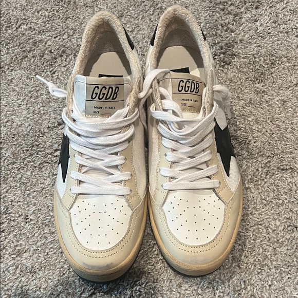 Golden Goose Ball Star White and Black Sneakers - Picture 1 of 6